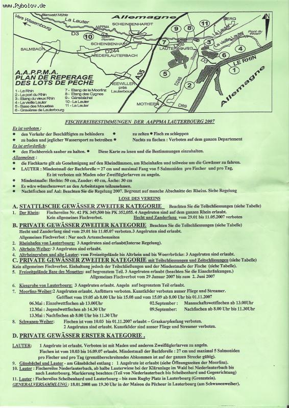 --Fischerreibestimmungen der AAPPMA Lauterbourg 2007 -  ()
